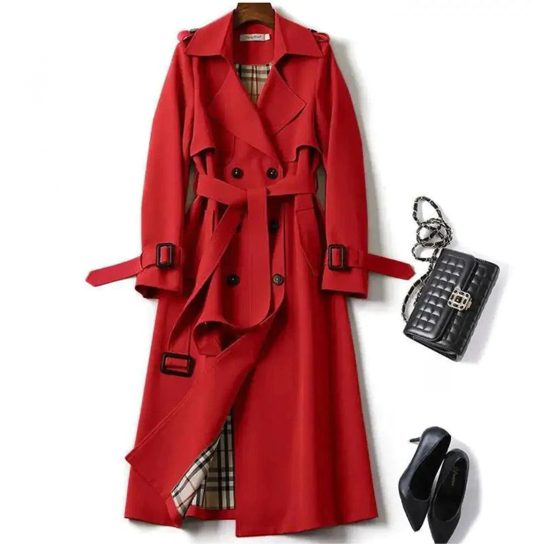 Elegant MANDOTOS Classic Trench coat with tailored fit, featuring a stylish collar and button details, perfect for sophisticated fashion.