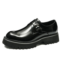 Elegant genuine leather shoes by MANDOTOS, showcasing polished brown leather with sleek design and classic lace-up style.