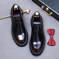 Elegant genuine leather shoes by MANDOTOS, showcasing a polished design with detailed stitching and classic style.