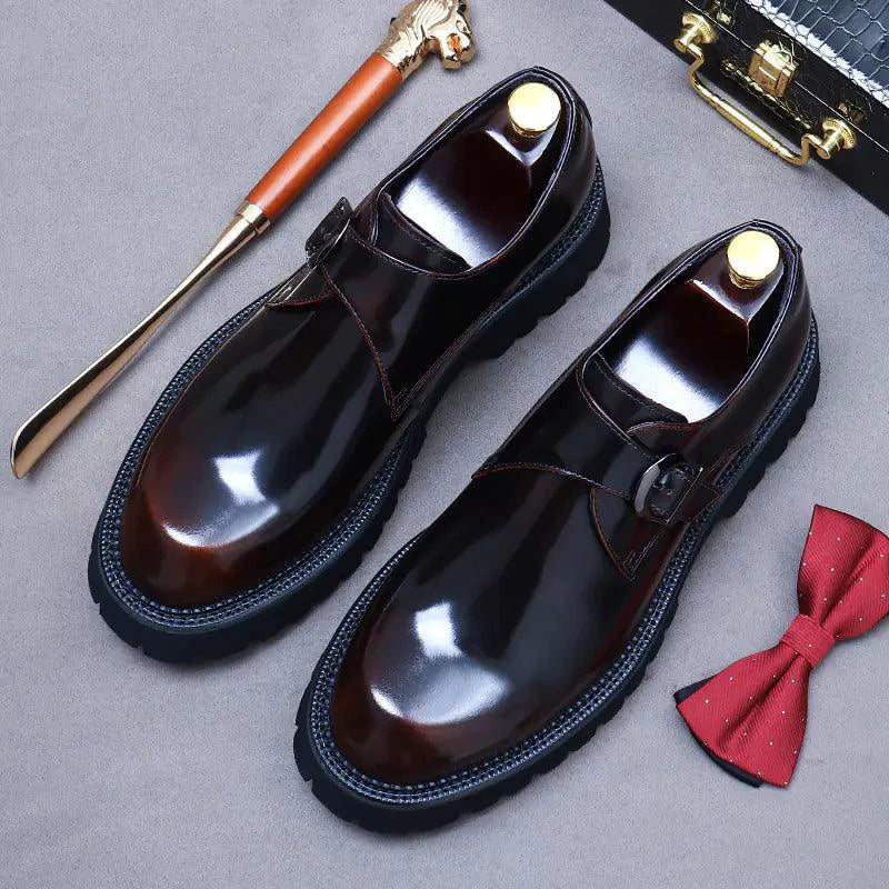 Elegant genuine leather shoes by MANDOTOS, showcasing classic design with smooth leather finish and stylish stitching details.