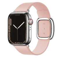 Elegant leather strap by MANDOTOS featuring smooth textured leather and adjustable buckle for stylish accessory use.