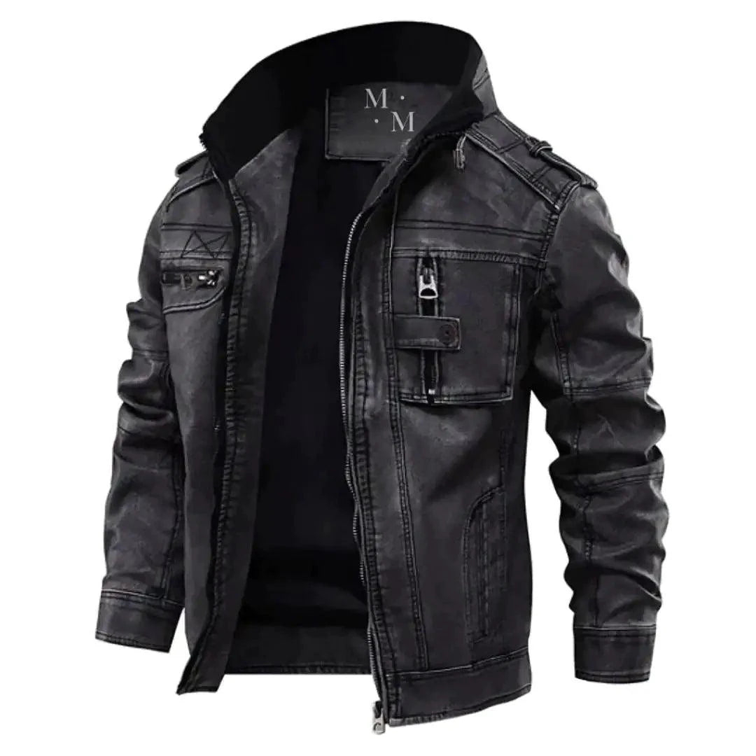Elegant premium leather jacket by MANDOTOS, featuring a sleek design, high-quality craftsmanship, and classic style.