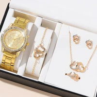 Elegant rose gold watch ensemble by MANDOTOS featuring a stylish watch with matching accessories on a neutral background.