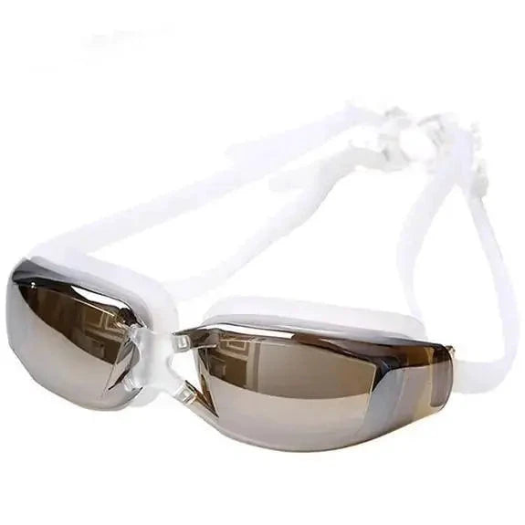 Mandotos Elite HD Clarity Swim Goggles with clear lenses and adjustable straps, designed for comfortable, high-visibility swimming.