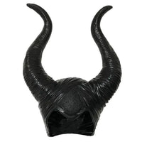 Mandotos Enchantress Horns Headpiece with curved gold horns and intricate design, perfect for fantasy costumes or cosplay.