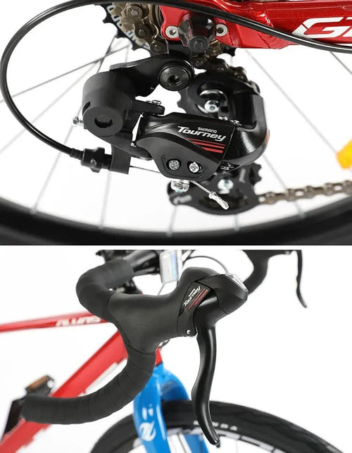 Mandotos F YUZE G240 7-speed aluminum disc brake bike handlebar for children and teens, 380mm length, suitable for road bikes.