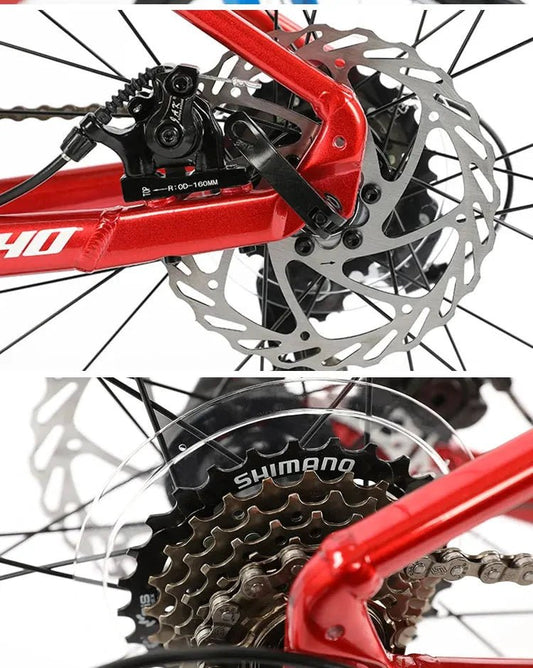 Aluminum disc brake handlebar for F YUZE G240 7-speed kids' bicycle, 380mm length, suitable for boys and girls.
