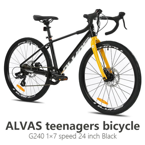 Mandotos F YUZE G240 7-speed aluminum disc brake children's bike handlebar, 380mm, for boys and girls, teen road bicycle.
