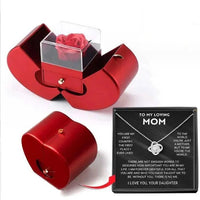 Mandotos red apple jewelry box with artificial rose, perfect for necklaces, Christmas, or Valentine's Day gifts.