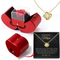 Mandotos red apple-shaped jewelry box with artificial rose and necklace, ideal for Christmas, Mother’s Day, or Valentine’s Day gifts