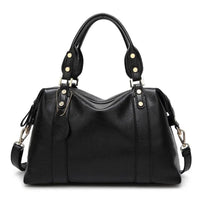 Mandotos women's fashion shoulder bag with multiple compartments, stylish handbag for ladies, black leather design.
