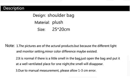 Fashion Women's Heart Shaped Handbags Cute Faux Fur Crossbody Bags Lady Soft Plush Chain Shoulder Bag Shopper Totes - MANDOTOS