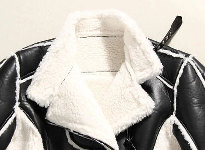 Faux Leather Cropped Jacket - MANDOTOS