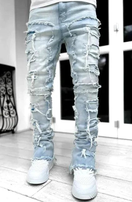 Mandotos FlexiStyle denim jeans, slim-fit design with classic five-pocket styling and durable blue denim fabric.