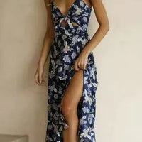 Mandotos floral boho chic midi dress with a flowy silhouette and vibrant floral pattern, perfect for casual or summer wear.