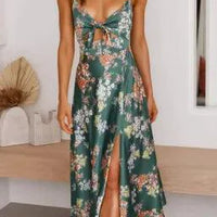 Mandotos floral boho chic midi dress with a flowy silhouette and vibrant floral pattern, perfect for summer or casual outings.