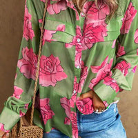 Mandotos Floral Elegance long sleeve shirt with a floral pattern, featuring a tailored fit and button-up front.