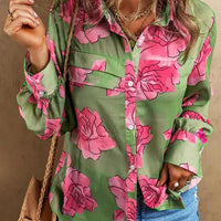 Mandotos Floral Elegance long sleeve shirt with vibrant floral pattern, tailored fit, and classic collar for stylish everyday wear.