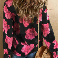 Mandotos Floral Elegance long sleeve shirt featuring a vibrant floral print and tailored fit on a model.