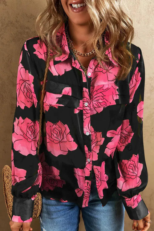 Floral Elegance Long Sleeve Shirt - MANDOTOS