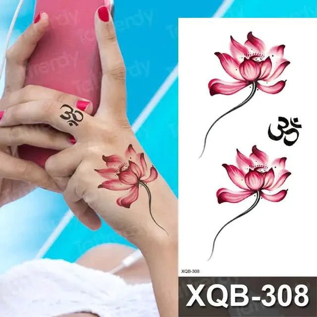 Mandotos Floral Essence Body Art Tattoo featuring vibrant floral designs on skin for temporary body art.