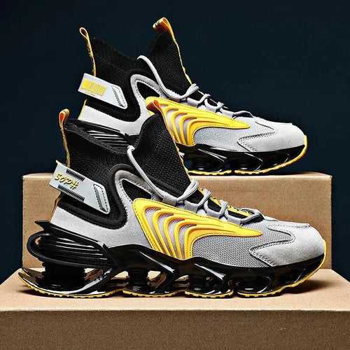 Fly Woven Mesh High-Top Sneakers - Breathable Thick-Soled Running Shoes - MANDOTOS