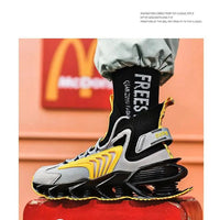 Mandotos Fly Woven Mesh High-Top Sneakers with breathable design and thick soles, ideal for running and casual wear.