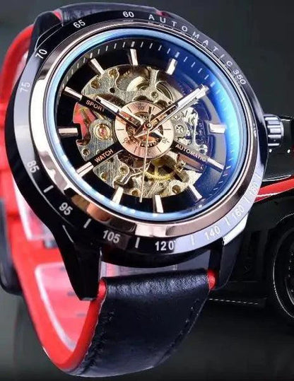 Forsining Scarlet Leather Timepiece - MANDOTOS