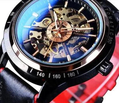 Forsining Scarlet Leather Timepiece - MANDOTOS