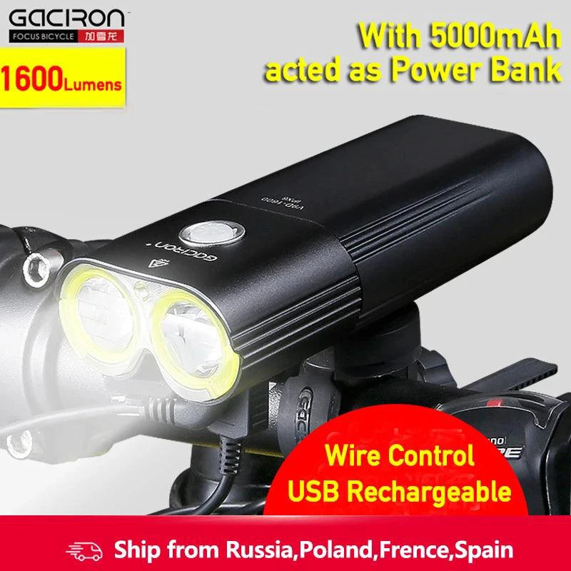 GACIRON 400-1800 Lumens Bicycle Front Light USB Rechargeable Cycling Headlight Flashlight MTB Road Bike Waterproof LED Head Lamp - MANDOTOS