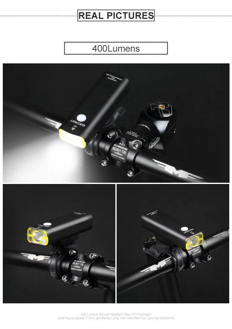 GACIRON 400-1800 Lumens Bicycle Front Light USB Rechargeable Cycling Headlight Flashlight MTB Road Bike Waterproof LED Head Lamp - MANDOTOS