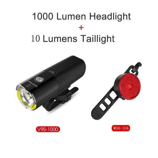 Mandotos GACIRON bicycle front light with 1800 lumens, waterproof LED headlamp, USB rechargeable for MTB and road cycling.