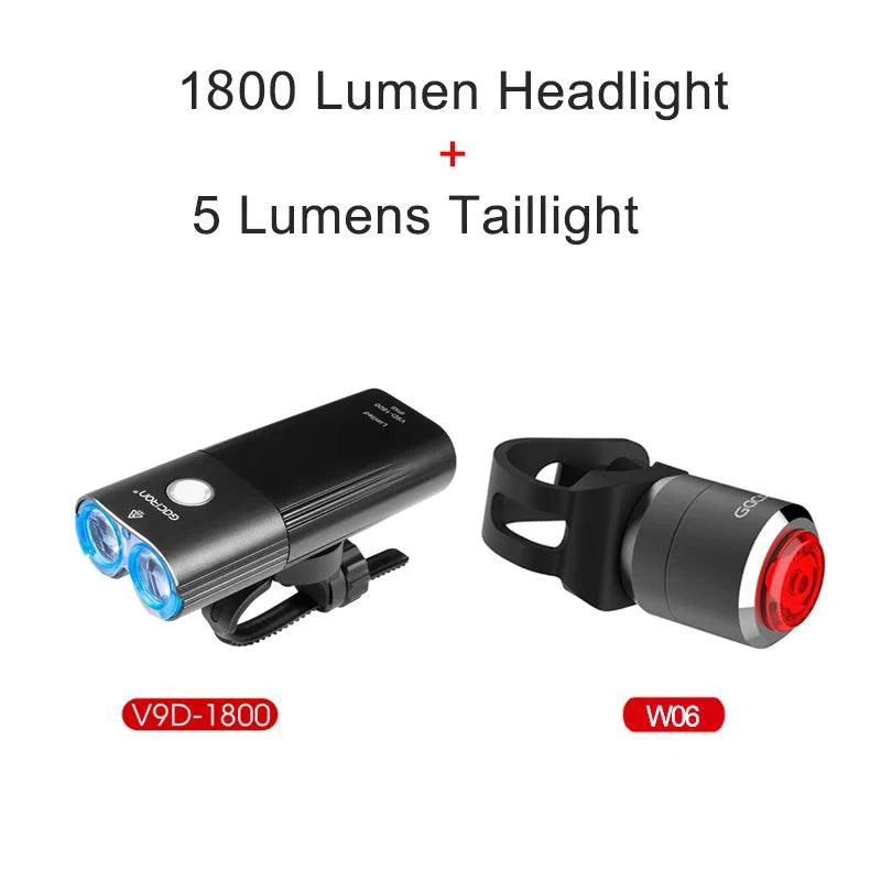 GACIRON 400-1800 Lumens Bicycle Front Light USB Rechargeable Cycling Headlight Flashlight MTB Road Bike Waterproof LED Head Lamp - MANDOTOS
