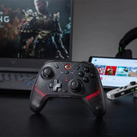 Mandotos GameSir Cyclone 2 wireless Bluetooth game controller with Hall Effect joystick for Nintendo Switch, iPhone, and Android devices.