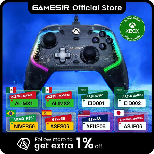 MANDOTOS GameSir Kaleid Xbox wired controller with Hall Effect joystick for Xbox Series X, Series S, and Xbox One consoles.