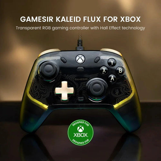 MANDOTOS GameSir Kaleid Xbox wired controller with Hall Effect joystick for Xbox Series X, Series S, and Xbox One game consoles.