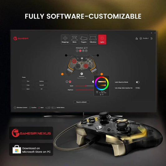 Mandotos GameSir Kaleid Xbox wired controller with Hall Effect joystick for Xbox Series X/S and Xbox One gaming consoles.