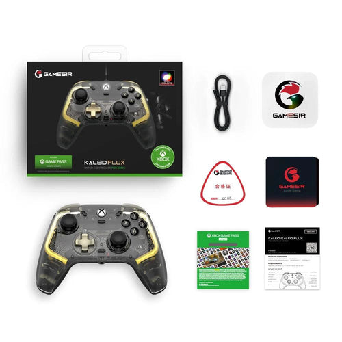 MANDOTOS GameSir Kaleid Xbox wired controller with Hall Effect joystick for Xbox Series X, S, and Xbox One gaming consoles.