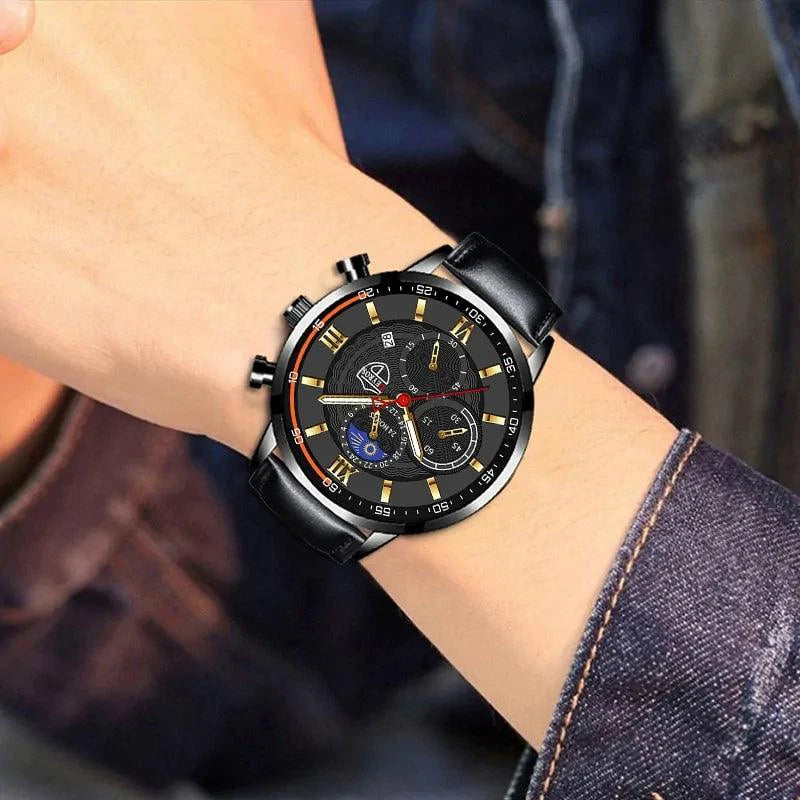 Gent's Classic Leather Timepiece - MANDOTOS