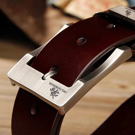Genuine Leather For Men's High Quality Buckle Jeans Cowskin Casual Belts Business Cowboy Waistband Male Fashion Designer 2022New - MANDOTOS