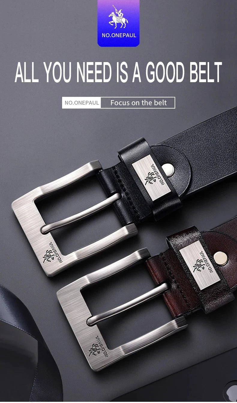 Genuine Leather For Men's High Quality Buckle Jeans Cowskin Casual Belts Business Cowboy Waistband Male Fashion Designer 2022New - MANDOTOS