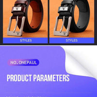 Mandotos genuine leather men's buckle belt with cowskin design, casual and cowboy style, high-quality fashion accessory.