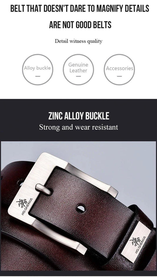 Genuine Leather For Men's High Quality Buckle Jeans Cowskin Casual Belts Business Cowboy Waistband Male Fashion Designer 2022New - MANDOTOS