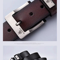 Genuine leather men's belt with a silver buckle, casual and cowboy style, high-quality cowskin by MANDOTOS, 2022 new fashion accessory.