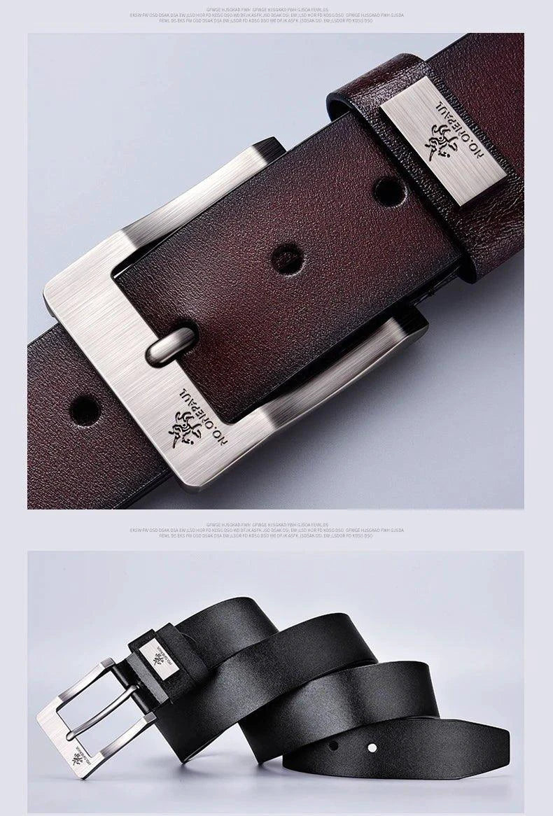 Genuine Leather For Men's High Quality Buckle Jeans Cowskin Casual Belts Business Cowboy Waistband Male Fashion Designer 2022New - MANDOTOS