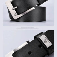 Mandotos genuine leather men's casual belt with a buckle, cowskin material, suitable for jeans, business, and cowboy fashion.