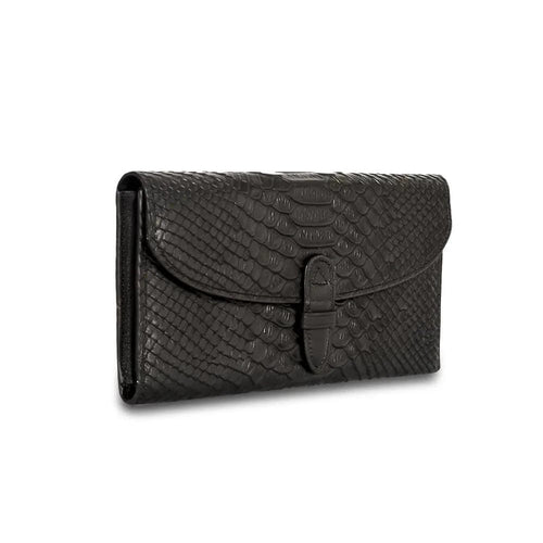 Genuine Leather Wallet with Removable Pouch - Black - MANDOTOS