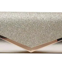 Mandotos Glitzy Striped Sequin Satchel showing shiny sequins and striped pattern on stylish handbag.
