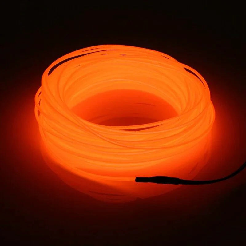Mandotos glowing EL wire neon tube strings for decor with controller, illuminated flexible lighting for parties and room decor.
