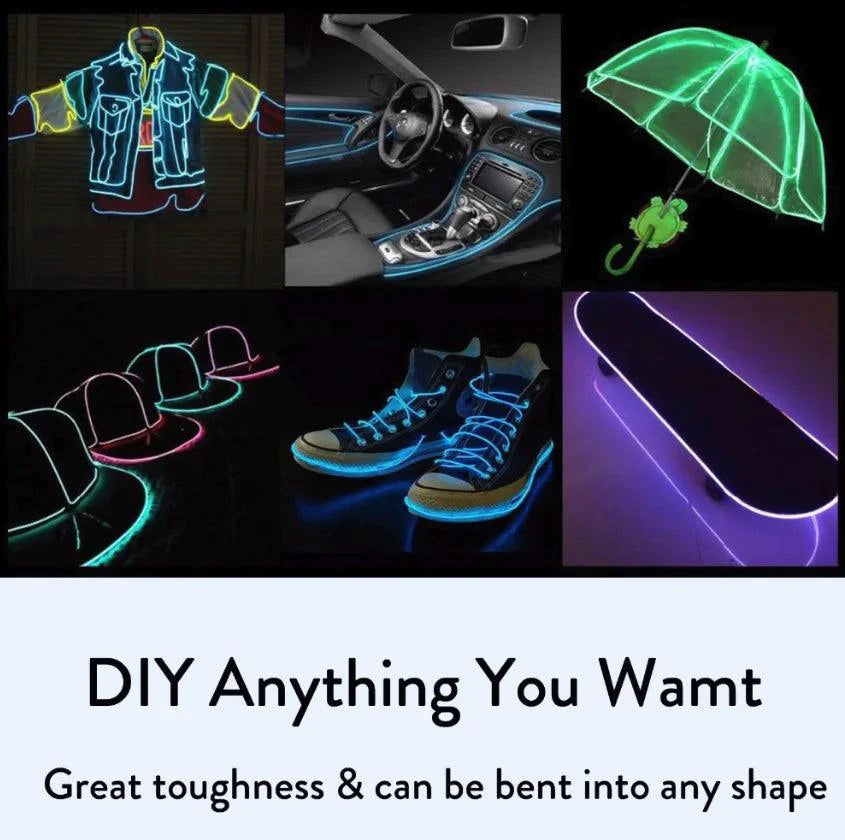 Glowing EL Wire Neon Tube Strings for Decor with Controller - MANDOTOS